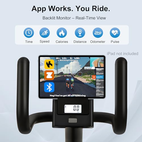 Recumbent Exercise Bike for Seniors & Adults - Quiet Recumbent Stationary Bikes for Home, Bluetooth App, 16-Level Resistance, Adjustable Seat, Supports 380LB, LCD Display & Pulse Sensors