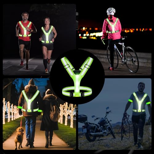 5 Color LED Reflective Running Vest with 2 LED Armbands&2 Reflective Bands