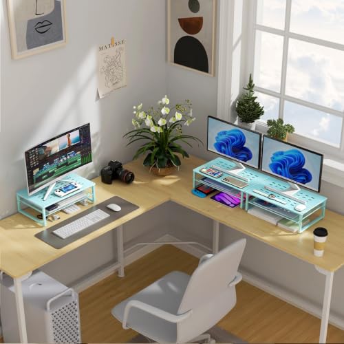 gianotter 2-Tier Metal Monitor Stand Riser - color: Blue