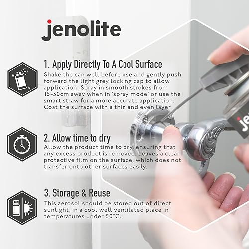 JENOLITE Silicone Spray Lubricant | SMART Straw | High Performance Multi-Purpose Lubrication | Heat Resistant, Repels Dirt & Moisture, Non-Toxic Lubricant | 400ml (13.5fl oz) - size: 13.5 Fl Oz (Pack of 1)