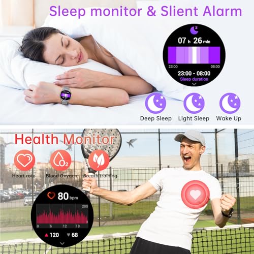 Smart Watch for Men Women Fitness: Waterproof Make/Answer Call Smart Watches for Men Digital Mens Watches Running Step Tracker Smartwatch Android Phones iPhone Samsung Compatible Heart Rate Monitor - color: Silver