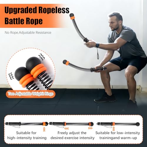 Portable Ropeless Battle Ropes, Adjustable Weights Cordless Battle Ropes.
