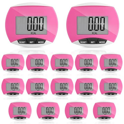 Weewooday Pedometer for Walking Steps and Miles Simple Pedometer Clip on with Large Digital Display Portable LCD Step Counter Bulk Gift for Women Men Adults - color: Pink