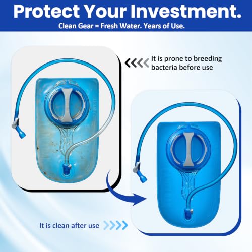 Hydration Bladder Cleaning Kit Compatible with Camelbak, Flexible Long Brush for Hose, Small Bite Valve and Big Brush, Drying Collapsible Bladder Frame,Water Reservoir Backpack Cleaning Tools