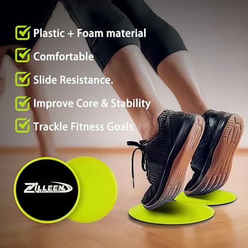 ZILLEEN Exercise Sliders for Working Out Pilates Fitness Discs 2pcs - color: Yellow