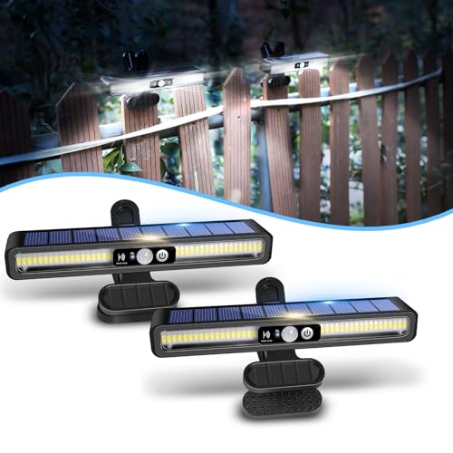 Clip On Solar Lights Outdoor with PIR Motion Sensor (Black ,2 Pack ,6000K) - color: Black / 6000K Cool White, size: 2 Pack