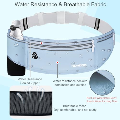Water Resistant Fanny Pack for Men Women with Bottle Holder, Blue - color: 08-Baby Blue