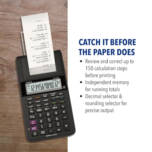Casio HR-10RC Mini Desktop Printing Calculator, Black