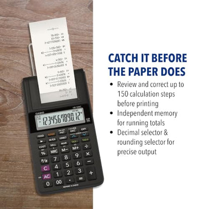 Casio HR-10RC Mini Desktop Printing Calculator, Black