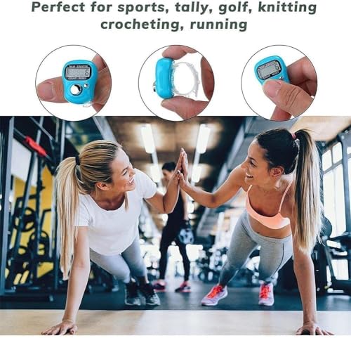 Blue Electronic Finger Counter Display LED Digital Row Counter, Handheld Number Click Counter, Electronic Finger Hand Tally with Ring for Counters Accessories,Track and Field Lap Counters