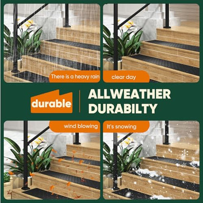 8 Pcs 30 x 3.75 Inch Non Slip Aluminum Stair Tread Metal Stair Outdoor Anti Slip Stair Treads Nosing Powder Coated Black Stair Treads with Carbon Steel Screws for Wood Ramp Deck Steps