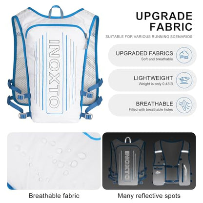 INOXTO Running Hydration Vest Backpack,Lightweight Insulated Pack with 1.5L Water Bladder Bag Daypack for Hiking Trail Running Cycling Race Marathon for Women Men - color: White stripes