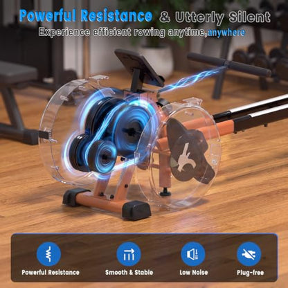 Rowing Machines Foldable for Home, Magnetic Rowing Machine with 16-Level Quiet & Smooth Resistance, Dual Slide Rail, LCD Monitor & APP Supported Fitness Rowing Machine, Max 350lbs Weight Capacity
