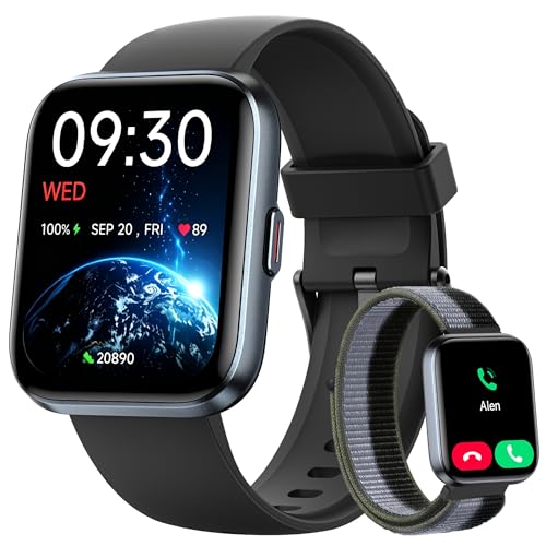 Woneligo Smart Watch for Women, Answer/Make Calls, Alexa Built-in, 1.85" Touch Screen Fitness Tracker for Android & iPhone, Heart Rate/Sleep/SpO2 Monitor Smartwatch, Waterproof (Black) - color: Black