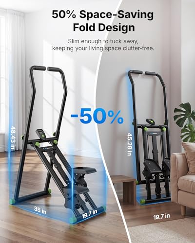 MERACH Stair Stepper with Adjustable Resistance, Foldable Stair Climber - color: Black & Green
