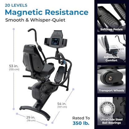 Teeter FreeStep Recumbent Cross Trainer Stepper, Zero-Impact Exercise Bike Alternative w/Patented Physical Therapy Stride, Up to 350lb, Free App w/Trainer Workouts - style: LT7