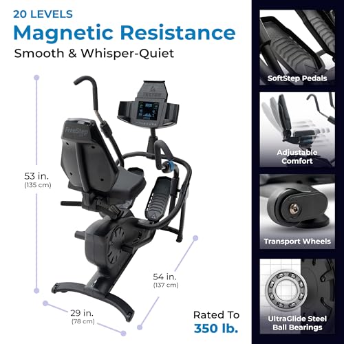 Teeter FreeStep Recumbent Cross Trainer Stepper, Zero-Impact Exercise Bike Alternative w/Patented Physical Therapy Stride, Up to 350lb, Free App w/Trainer Workouts - style: LT7