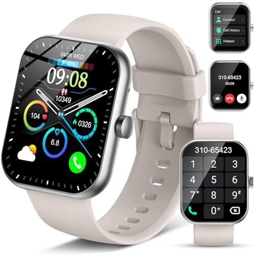 Smart Watch for Men Women Answer/Make Call, 1.96" Fitness Watch with 112+ Sport Mode, IP68 Waterproof Fitness Tracker with Pedometer/Calories/Sleep/Heart Rate Monitor, Smartwatch for Android iOS,White