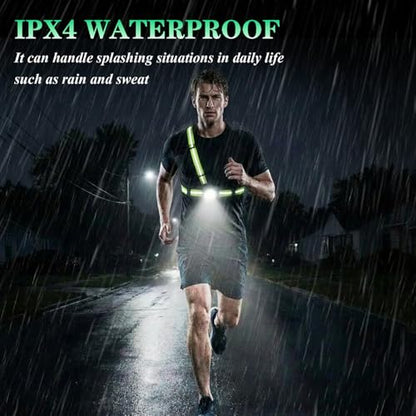 Running Lights for Runners with Rear Red Warning Light for Outdoors, Green