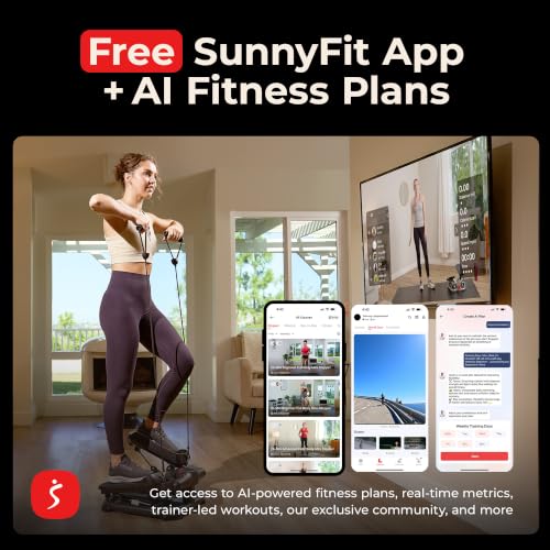 Sunny Health & Fitness Smart Power Stepper with Resistance Bands for Cardio - color: 1. Black
