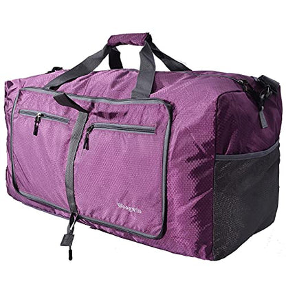 Woogwin Travel Duffel Bag Large Foldable Waterproof Overnight Bag for Beach Swim Bags Pool Sports Gym - color: 60L Purple