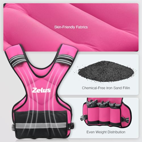 ZELUS Weighted Vest for Men Women,Adjustable 4-32lb Vest, Removable Weights - color: Pink, size: 20-32 lb.