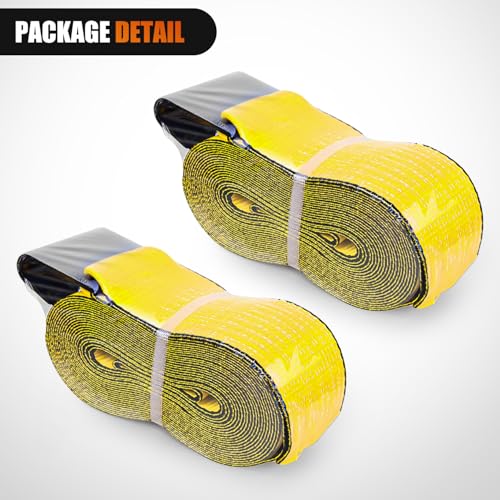 Nilight Truck Straps 4" x 30' Heavy Duty Tie Down with Flat Hooks - color: 4in x 30ft Truck Straps 2PCS Yellow