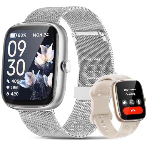 Smart Watches for Women Android/iPhone, Fitness Trackers with Answer/Call - color: Silver