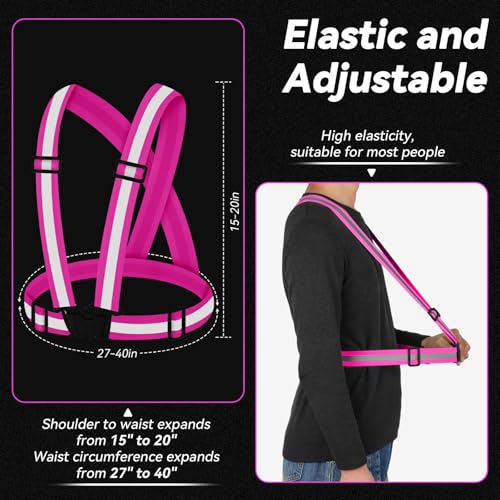 3PCS Reflective Vest Running Gear - color: Rose Red X3