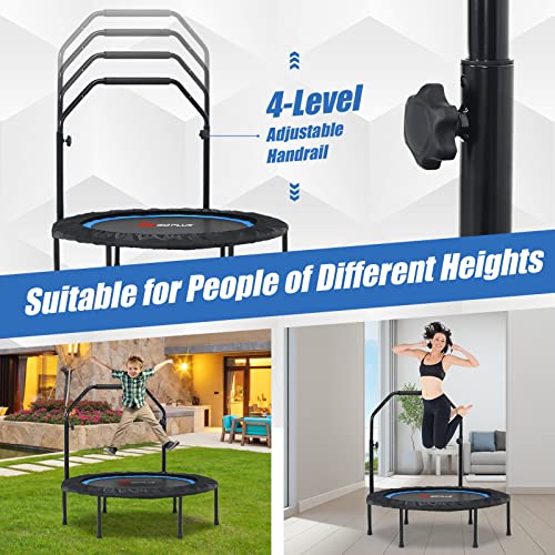 Goplus 40” Folding Fitness Trampoline w/ 2 Resistance Bands - color: Blue