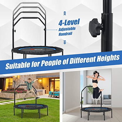 Goplus 40” Folding Fitness Trampoline w/ 2 Resistance Bands - color: Blue