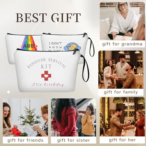 21st Happy Birthday Gifts for Women Her, Cosmetic Makeup Bag & Mirror - color: BJ017