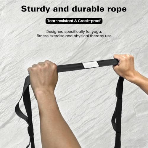 Stretching Strap with 10 Loops Non-Elastic Yoga Strap for Physical Therapy Pilates Dance Gymnastics Stretch Band for Daily Flexibility Routine at Home Gym Travel Includes Exercise Guide
