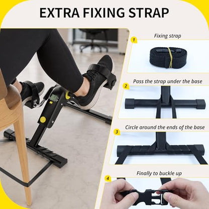 MOMODA Under Desk Bike Pedal Exerciser with LCD Display Portable Mini Exercise Bike for Arm and Leg - color: Black