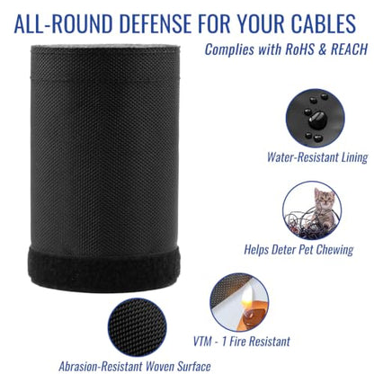 1.5" - 6.6 Ft Dog/Cat Cord Protector, Hook and Loop Cable Sleeve - size: 1.5" - 6.6Ft