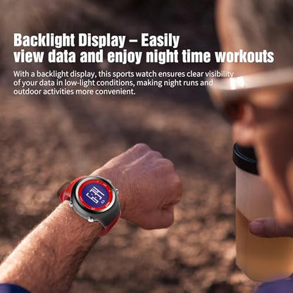 EZON GPS Running Watch with Distance Pace Alarm and Calorie Counter and Stopwatch for Men (Red) - color: Red