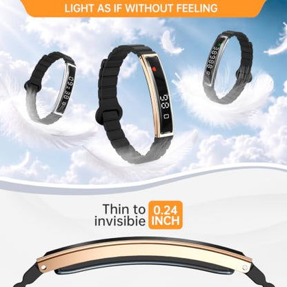 Smart Bracelet for Women Men Fitness Health Tracker with Heart Rate Sleep - color: Gold