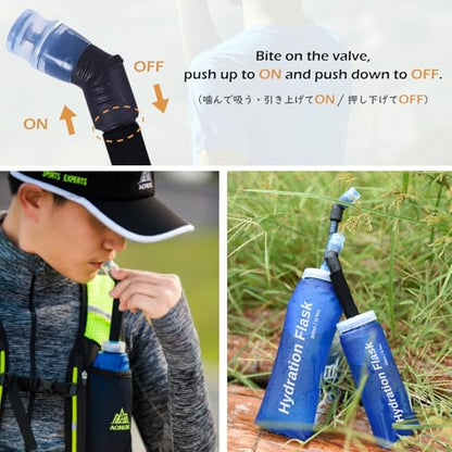 TRIWONDER TPU Soft Folding Water Bottles BPA-Free Collapsible Flask for Hydration Pack - Ideal for Running Hiking Cycling Climbing (350ml/11.83oz - Pack of 2) - color: 350ml/11.83oz - Pack of 2