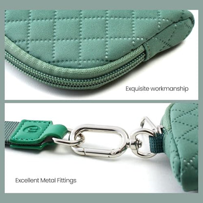 Mini Dual Pouch Wristlet Wallet for Women – Zip Around wristlet Keychain Wallet with 2 Wristlets, Ideal for Dog Walking, Coffee Runs & Lunch Break Essentials (Green+Teal) - color: Green+Teal