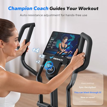 Merach Elliptical Machine, Elliptical Exercise Machine for Home with Hyper-Quiet Magnetic Drive System, Elliptical Training Machines with16.5-19IN Stride, Automatic Resistance, 400lbs Capacity - style: 19IN Stride Smart Self-powered