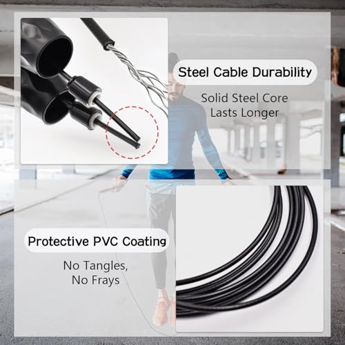 Jump Rope with Ball Bearings, 3mm Steel Speed Rope for Double Unders, Tangle-Free 9.2 Ft Adjustable Lightweight Skipping Rope for Cardio, Fitness, and Weight Loss – Speed Jumping Rope perfect for Men ,Women & Kids - color: Turquoise
