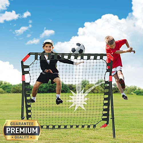 Soccer Rebound Net Rebounder | Skill Training Gifts, Aids & Equipment for Kids Teens & All Ages - Kick-Back/Perfect Storage, Agility Ladders