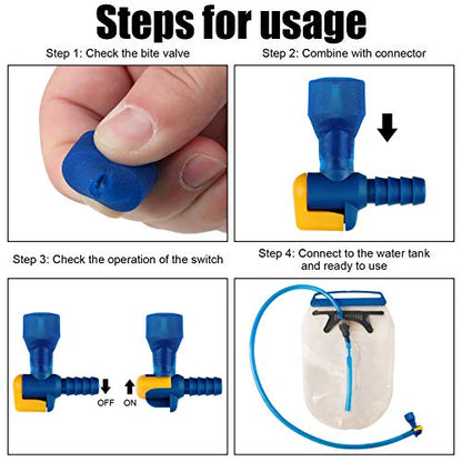 Skylety 8 Pieces Bite Valve Replacement Silicone Mouthpieces for Most Brands with 2 Pieces Shut Off Valve and Tube O Ring for Hydration Pack Bladder (Green, Orange, Blue, Purple)