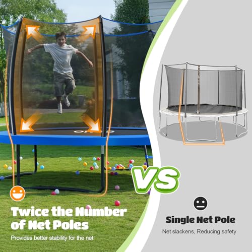 ORCC 1300LBS Weight Capacity Trampoline 16 15 12FT with Basketball Hoop Water Sprinkler Spiral Ground Stakes Outdoor Yard Trampolines for Kids Adults - size: 16FT