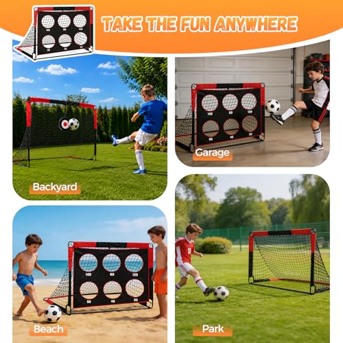 4x5 FT Foldable Kids Soccer Goal Set of 2, Portable Soccer Net