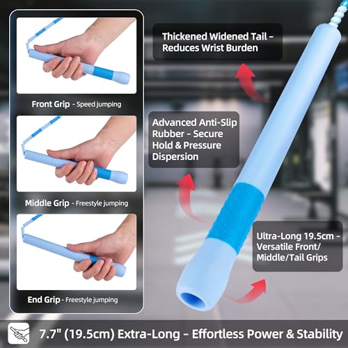YUEDONG Beaded Jump Rope with Extra-Long Handles for Adult Fitness - color: Blue