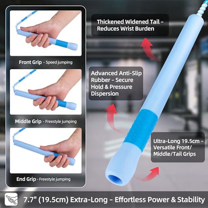YUEDONG Beaded Jump Rope with Extra-Long Handles for Adult Fitness - color: Pink