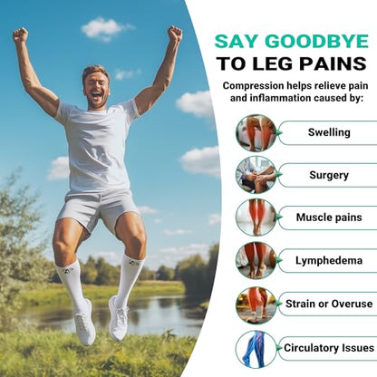 Zeta Wear Plus Size Calf Compression Sleeves for Women and Men, Wide Calf Footless 15-19 mmHg, 2XL-6XL - color: 1 Pair - Blue, size: 2XL