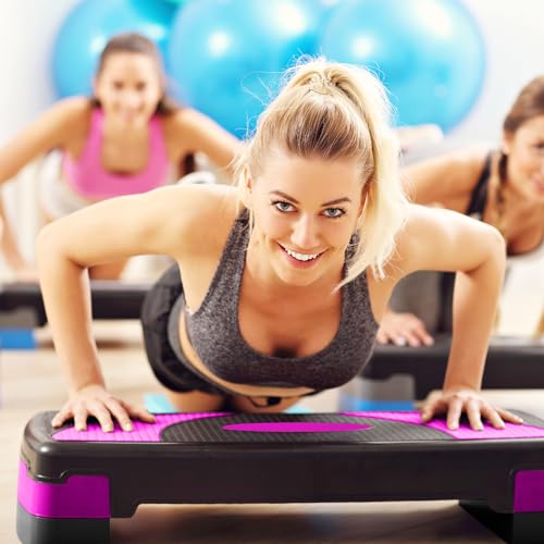 BalanceFrom 31-inch Aerobic Step Platform Trainer with 3 Adjustable Risers - color: Pink