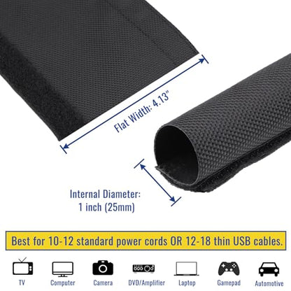 1" - 6.6 Ft Dog/Cat Cord Protector, Hook and Loop Cable Sleeve - size: 1" - 6.6Ft